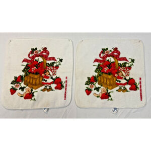 Set 2 VTG‎ Strawberry Shortcake Washcloth Cloth 1980 American Greetings 11.5"